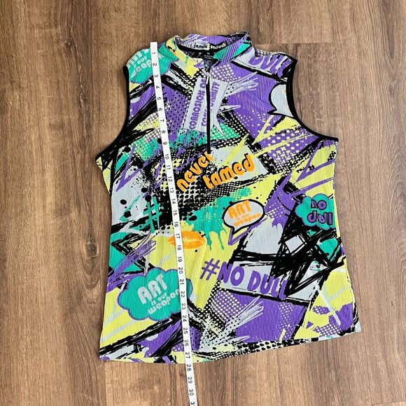 Jamie Sadock Retro 80s Vibe Abstract Sleeveless Top Sz XL - Picture 7 of 10